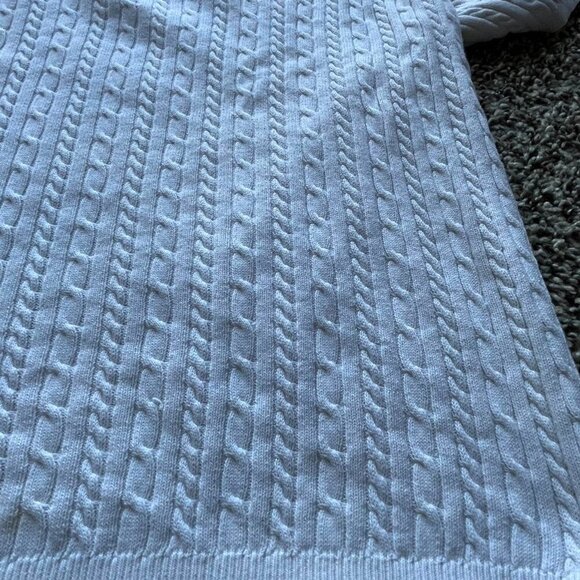 White Pendleton Cable Knit Blouse, Women's Medium Cotton Knit Top - Picture 4 of 7